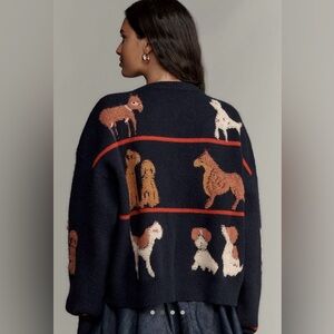 Anthropologie Maeve dogs tie front cardigan sweater